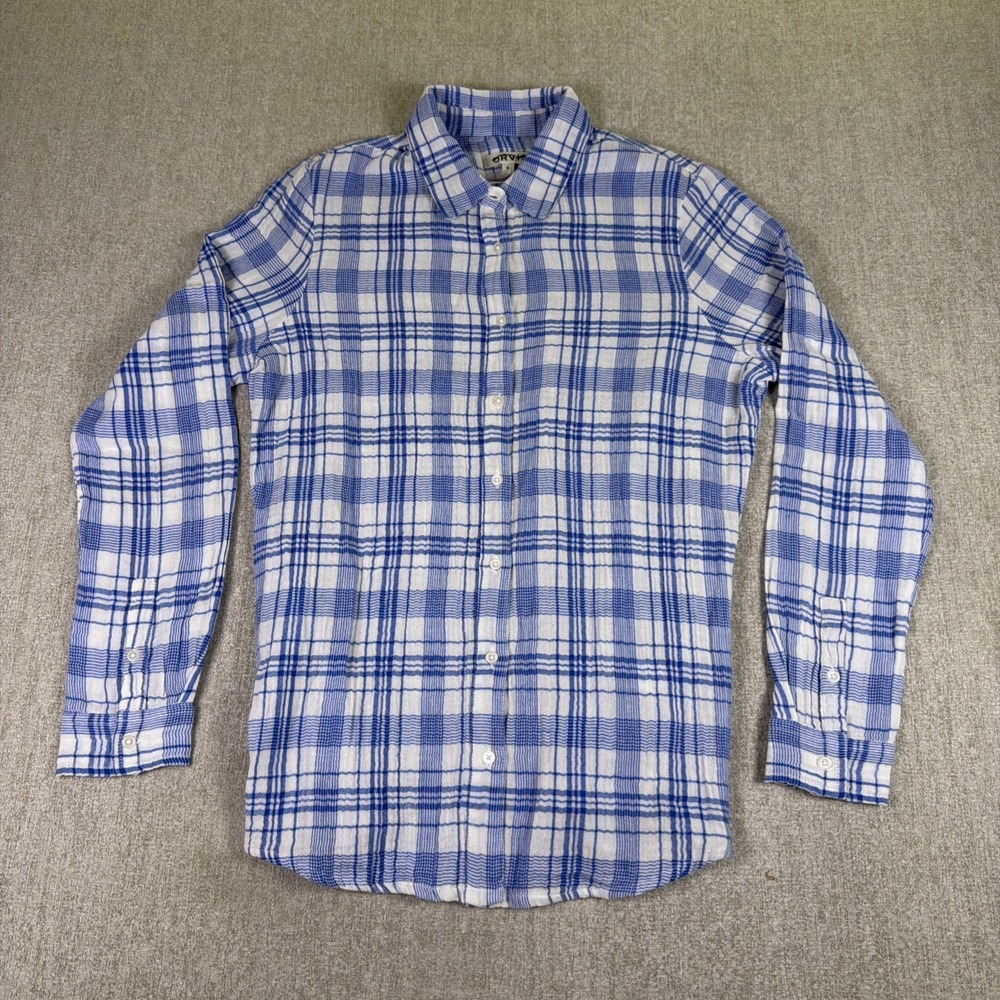 Orvis Cotton Plaid Long Sleeve Button Shirt Womens S Blue White Gauze NWOT